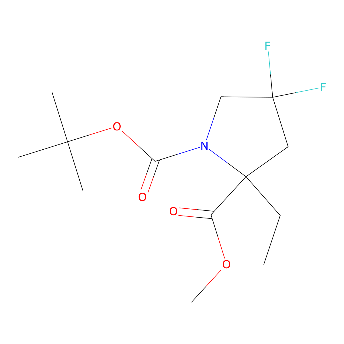1-tert-butyl 2-Methyl 2-ethyl-4,4-difluoropyrrolidine-1,2-dicarboxylate molecular structure, CAS 1823265-23-1