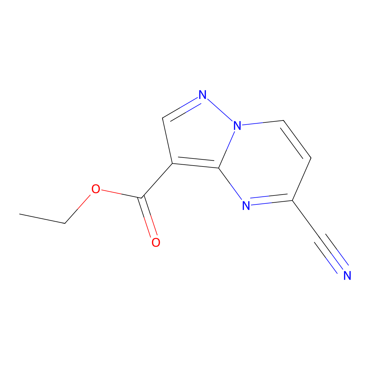 Ethyl 5-cyanopyrazolo(1,5-a)pyrimidine-3-carboxylate molecular structure, CAS 1823265-30-0