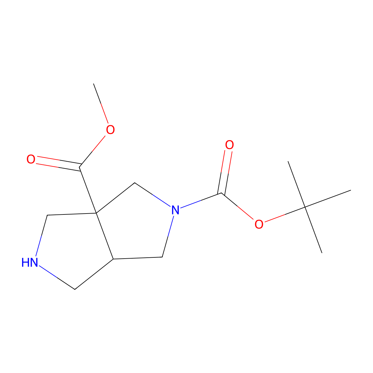 2-(tert-butyl) 3a-methyl tetrahydropyrrolo[3,4-c]pyrrole-2,3a(1H,3H)-dicarboxylate molecular structure, CAS 1823265-38-8