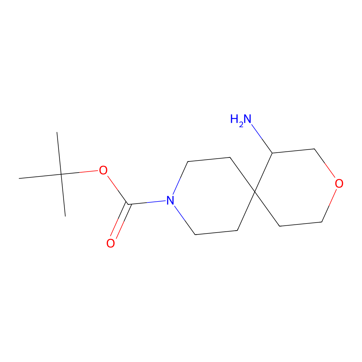 tert-Butyl 1-amino-3-oxa-9-azaspiro[5.5]undecane-9-carboxylate molecular structure, CAS 1823266-62-1