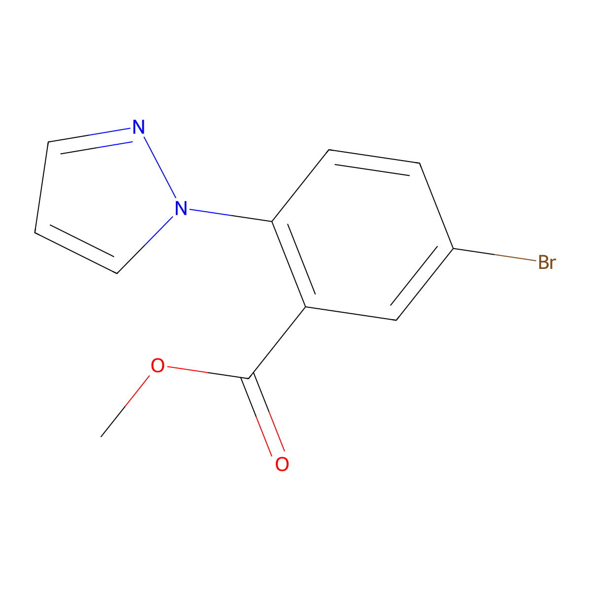 Methyl 5-bromo-2-(1H-pyrazol-1-yl)benzoate molecular structure, CAS 1823267-97-5