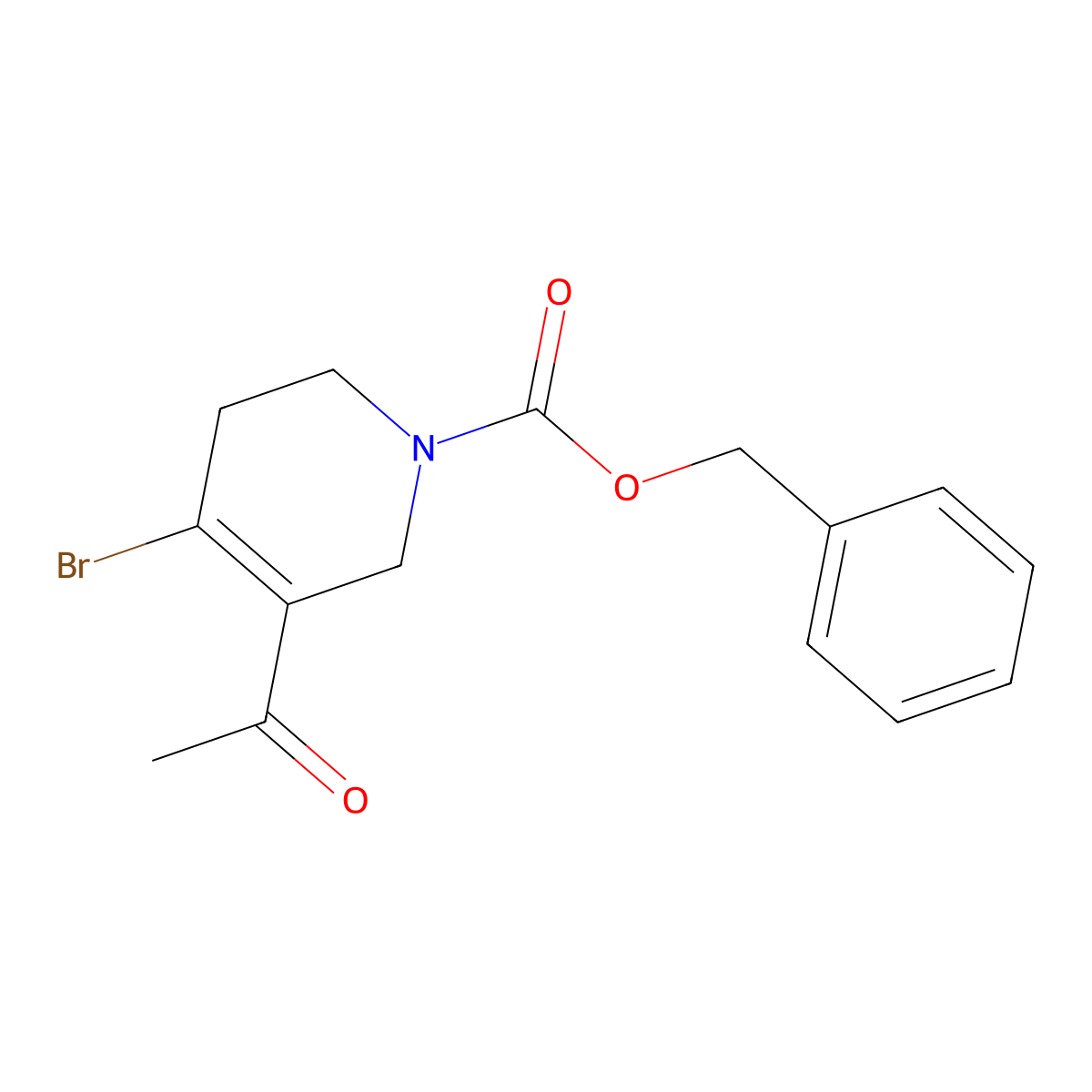 benzyl 5-acetyl-4-bromo-3,6-dihydro-2H-pyridine-1-carboxylate molecular structure, CAS 1823268-14-9