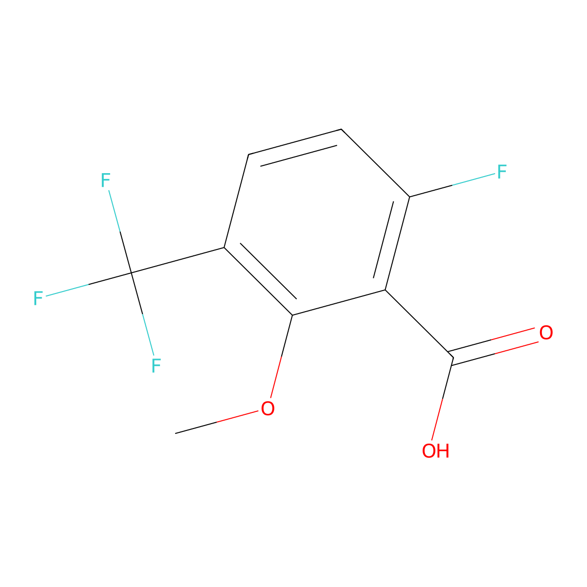 6-Fluoro-2-methoxy-3-(trifluoromethyl)benzoic acid molecular structure, CAS 1823268-30-9