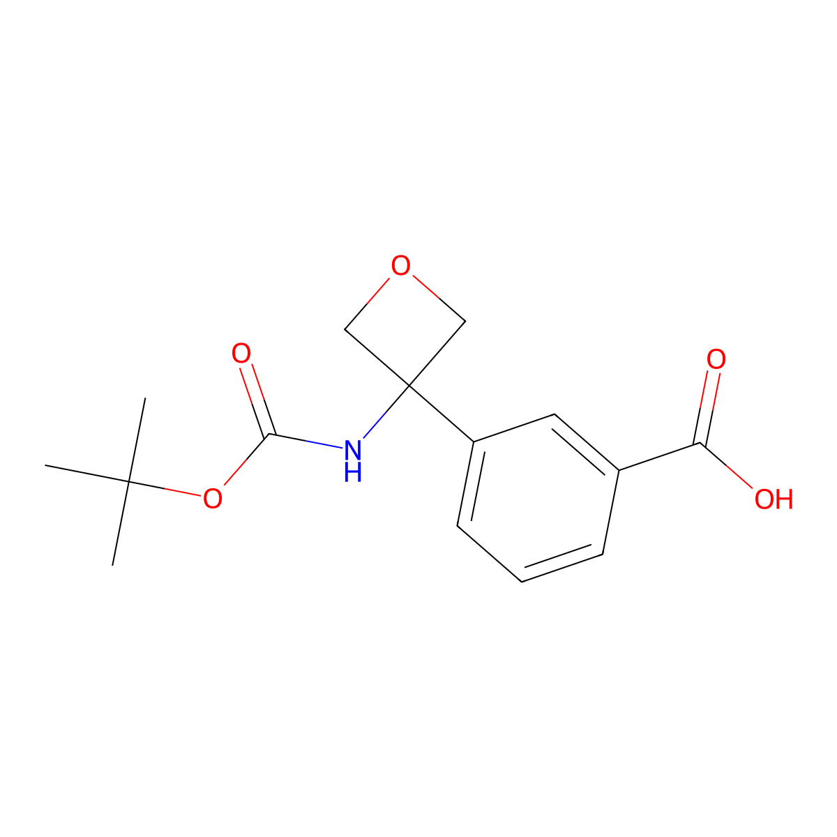 3-(3-((tert-Butoxycarbonyl)amino)oxetan-3-yl)benzoic acid molecular structure, CAS 1823268-77-4