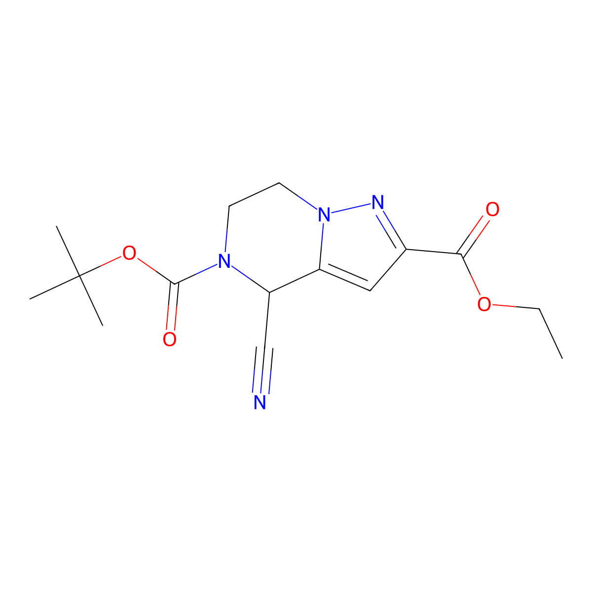 5-tert-Butyl 2-ethyl 4-cyano-6,7-dihydropyrazolo[1,5-a]pyrazine-2,5(4H)-dicarboxylate molecular structure, CAS 1823269-96-0