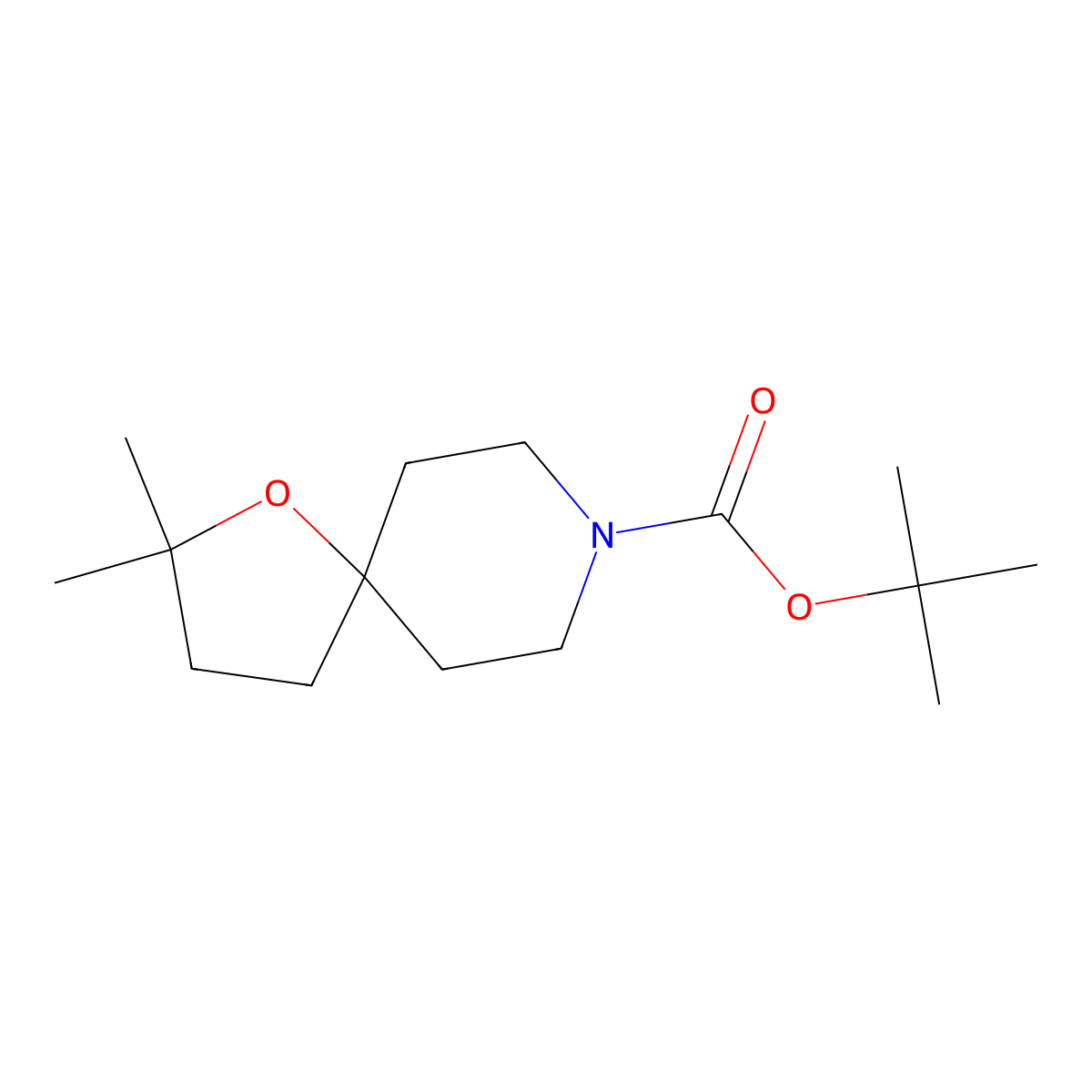 tert-Butyl 2,2-dimethyl-1-oxa-8-azaspiro[4.5]decane-8-carboxylate molecular structure, CAS 1823270-37-6