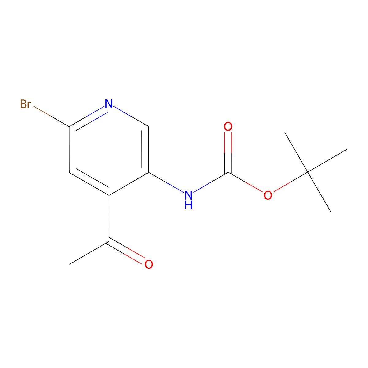 tert-butyl N-(4-acetyl-6-bromopyridin-3-yl)carbamate molecular structure, CAS 1823271-10-8