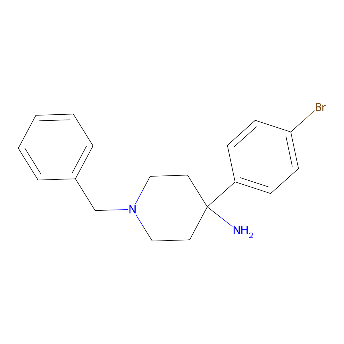 1-Benzyl-4-(4-bromophenyl)piperidin-4-amine molecular structure, CAS 1823271-32-4