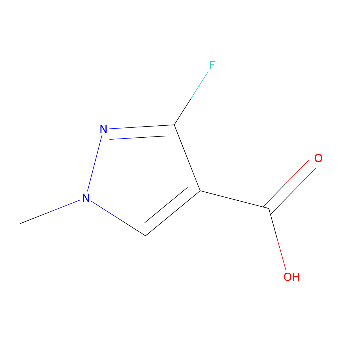3-fluoro-1-methyl-1H-pyrazole-4-carboxylic acid molecular structure, CAS 1823271-62-0
