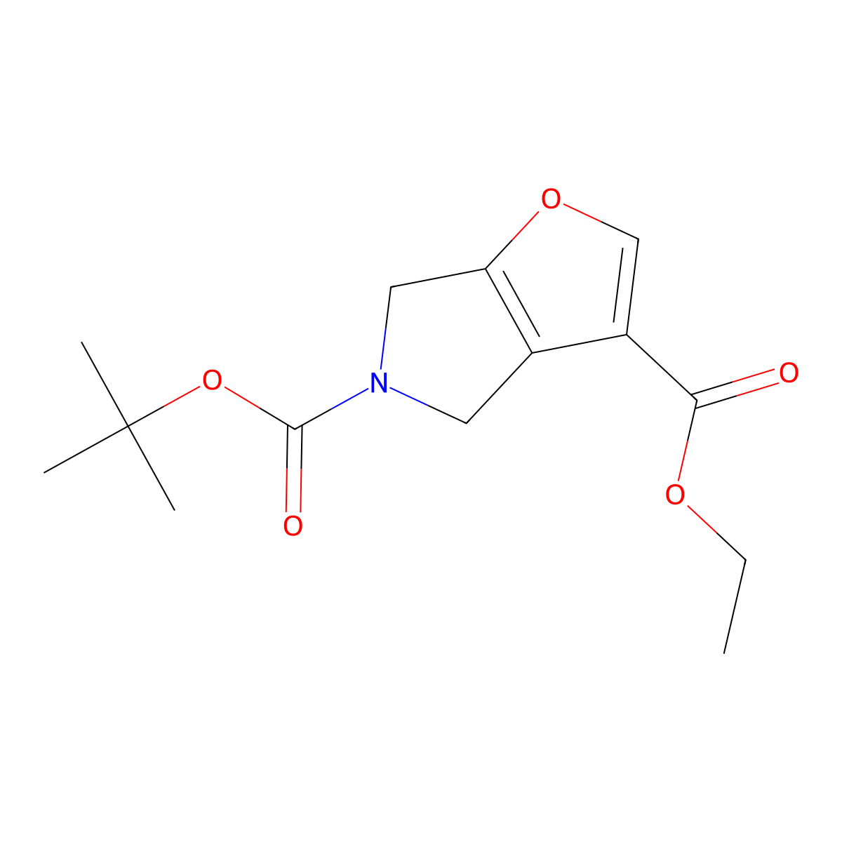 5-tert-Butyl 3-ethyl 4H-furo[2,3-c]pyrrole-3,5(6H)-dicarboxylate molecular structure, CAS 1823271-85-7