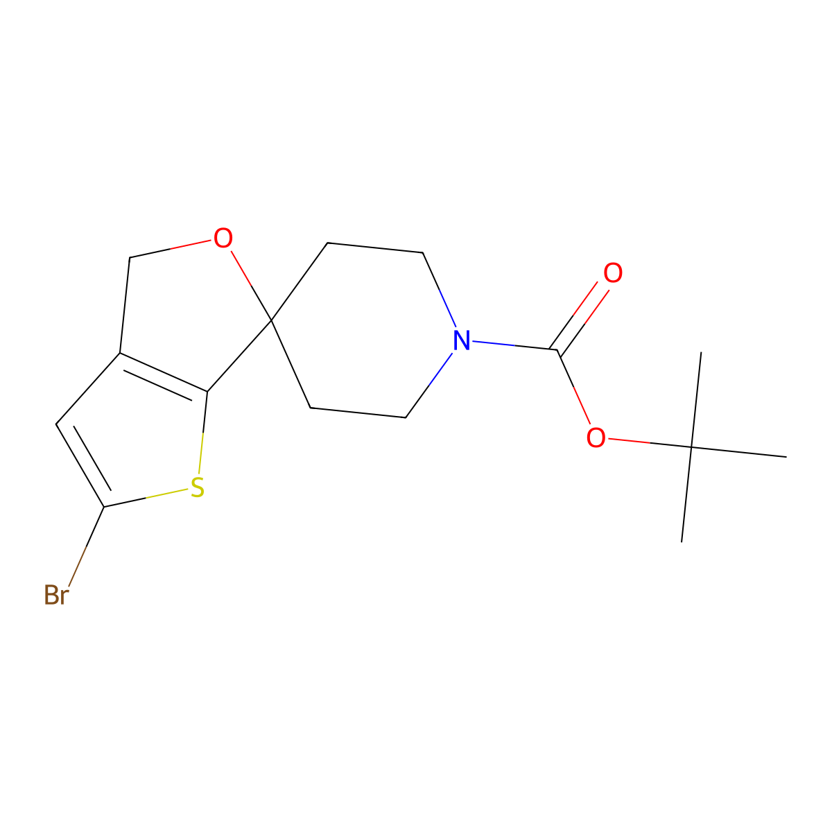 tert-Butyl 2'-bromo-4'H-spiro[piperidine-4,6'-thieno[2,3-c]furan]-1-carboxylate molecular structure, CAS 1823271-86-8