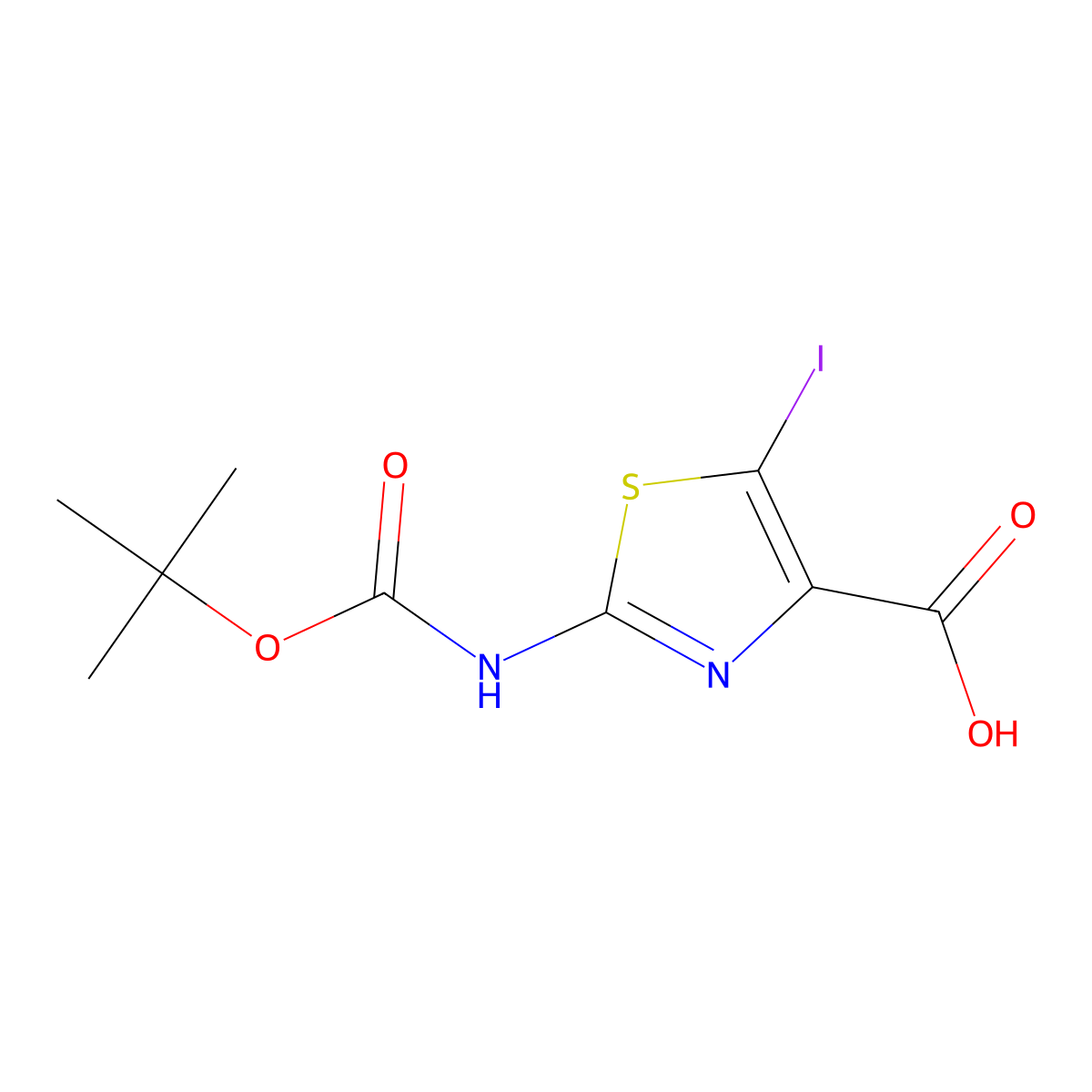 2-tert-Butoxycarbonylamino-5-iodo-thiazole-4-carboxylic acid molecular structure, CAS 1823272-03-2