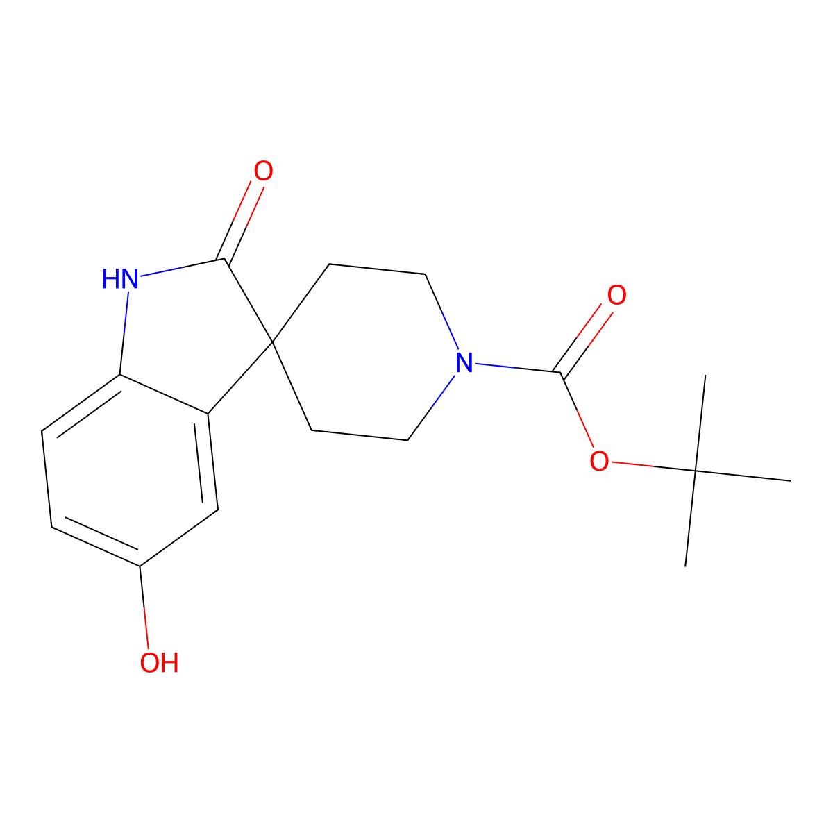 Tert-butyl 5-hydroxy-2-oxospiro[indoline-3,4'-piperidine]-1'-carboxylate molecular structure, CAS 1823272-51-0