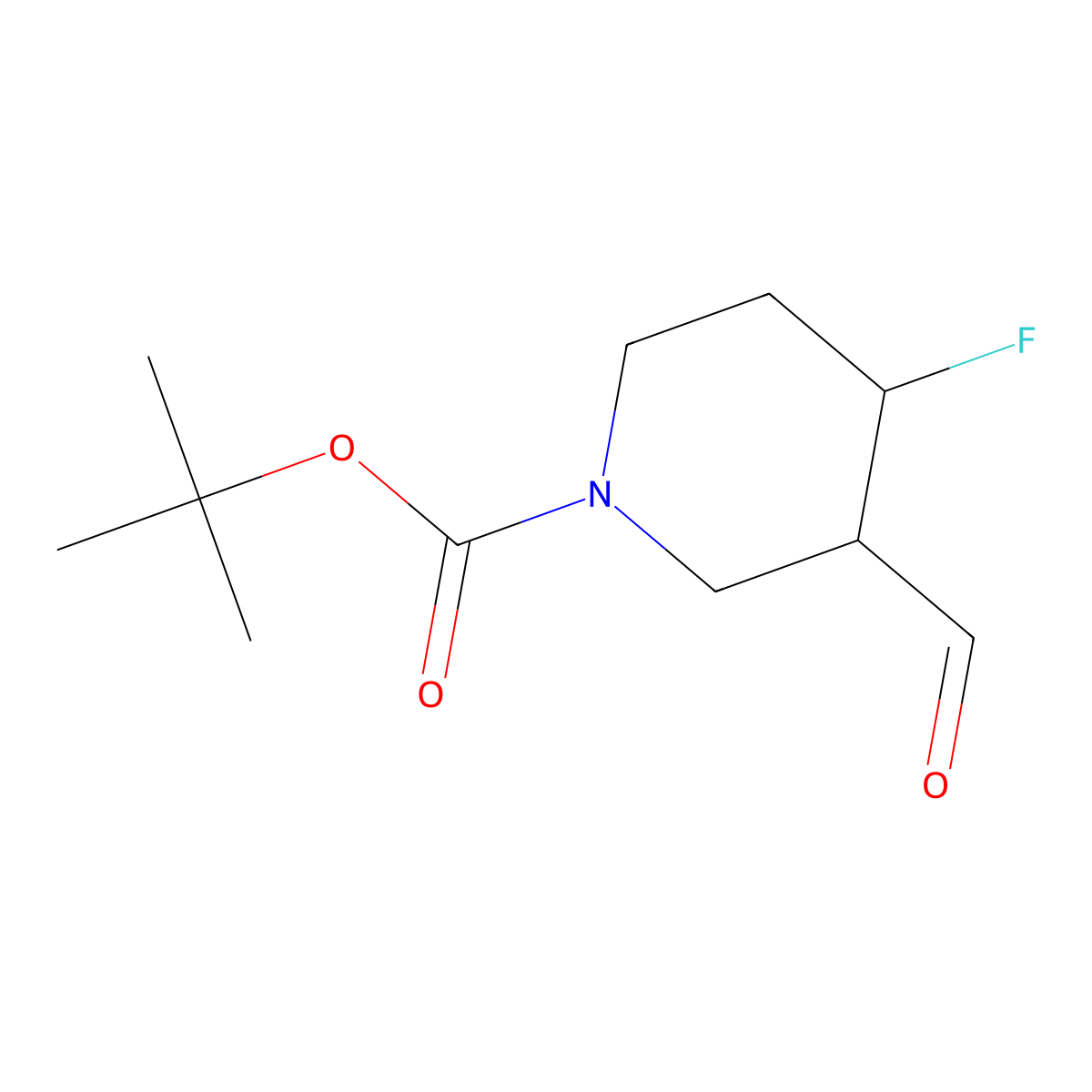 Tert-butyl 4-fluoro-3-formylpiperidine-1-carboxylate molecular structure, CAS 1823272-57-6