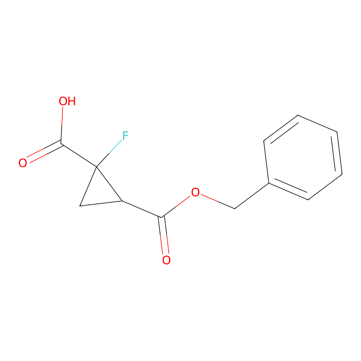 2-((Benzyloxy)carbonyl)-1-fluorocyclopropanecarboxylic acid molecular structure, CAS 1823273-17-1