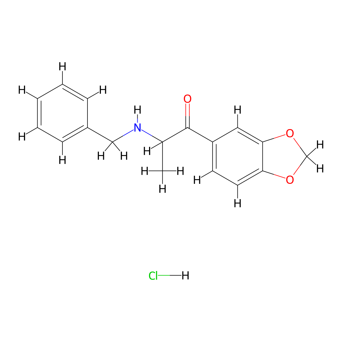 3,4-Methylenedioxy-N-benzylcathinone (hydrochloride) molecular structure, CAS 1823274-68-5