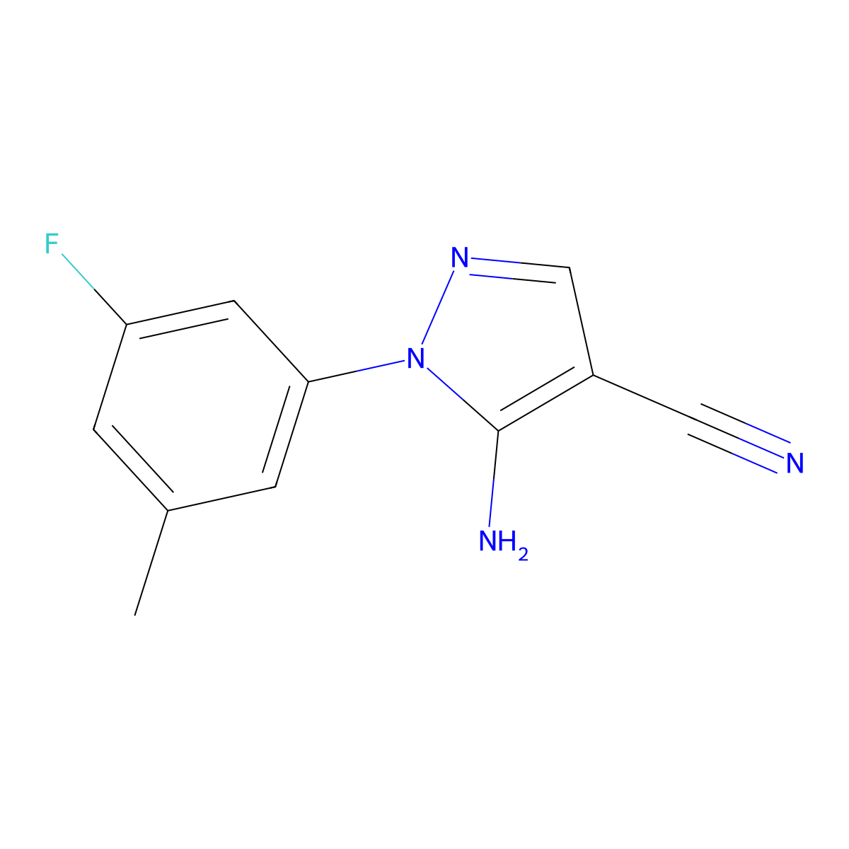 5-Amino-1-(3-fluoro-5-methylphenyl)-1H-pyrazole-4-carbonitrile molecular structure, CAS 1823276-15-8