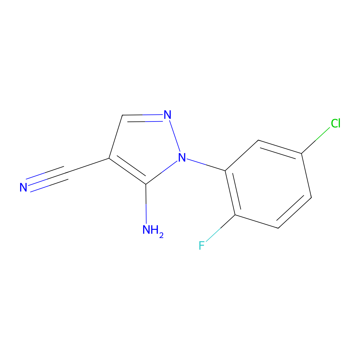 5-Amino-1-(5-chloro-2-fluoro-phenyl)-1H-pyrazole-4-carbonitrile molecular structure, CAS 1823276-36-3
