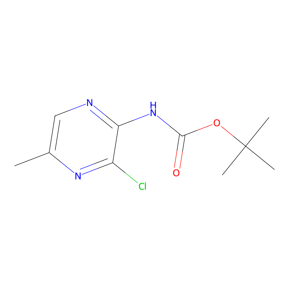 tert-Butyl (3-chloro-5-methylpyrazin-2-yl)carbamate molecular structure, CAS 1823276-75-0