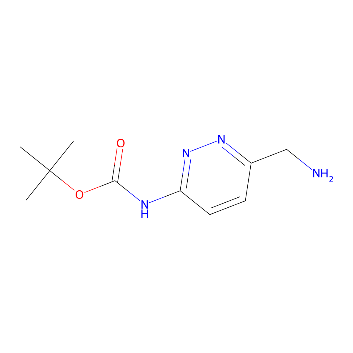 tert-butyl N-(6-(aminomethyl)pyridazin-3-yl)carbamate molecular structure, CAS 1823277-40-2