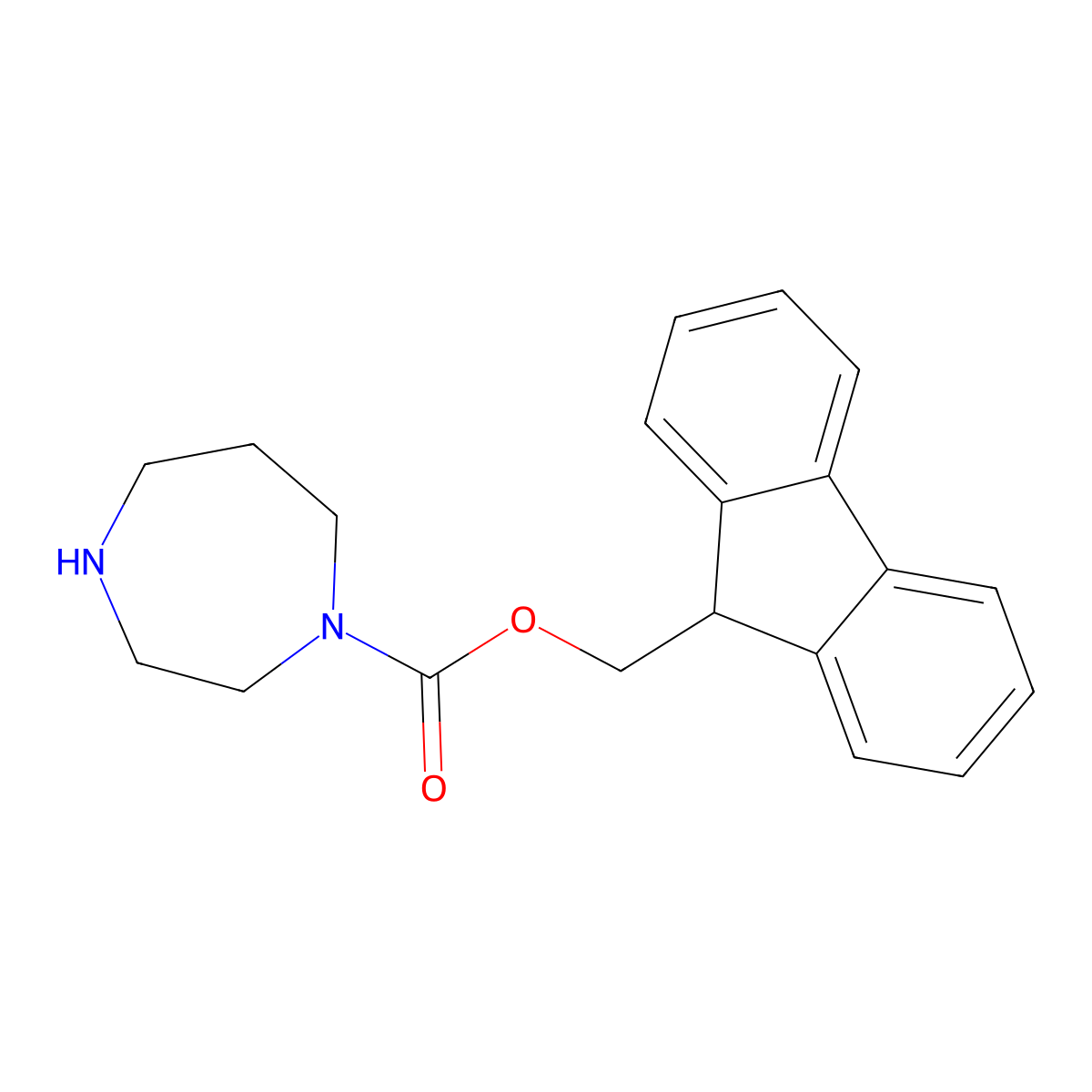 (9H-fluoren-9-yl)methyl 1,4-diazepane-1-carboxylate molecular structure, CAS 1823285-29-5