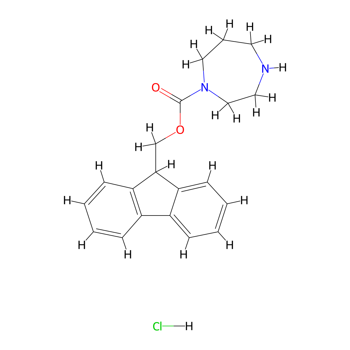 (9H-Fluoren-9-yl)methyl 1,4-diazepane-1-carboxylate hydrochloride molecular structure, CAS 1823285-30-8