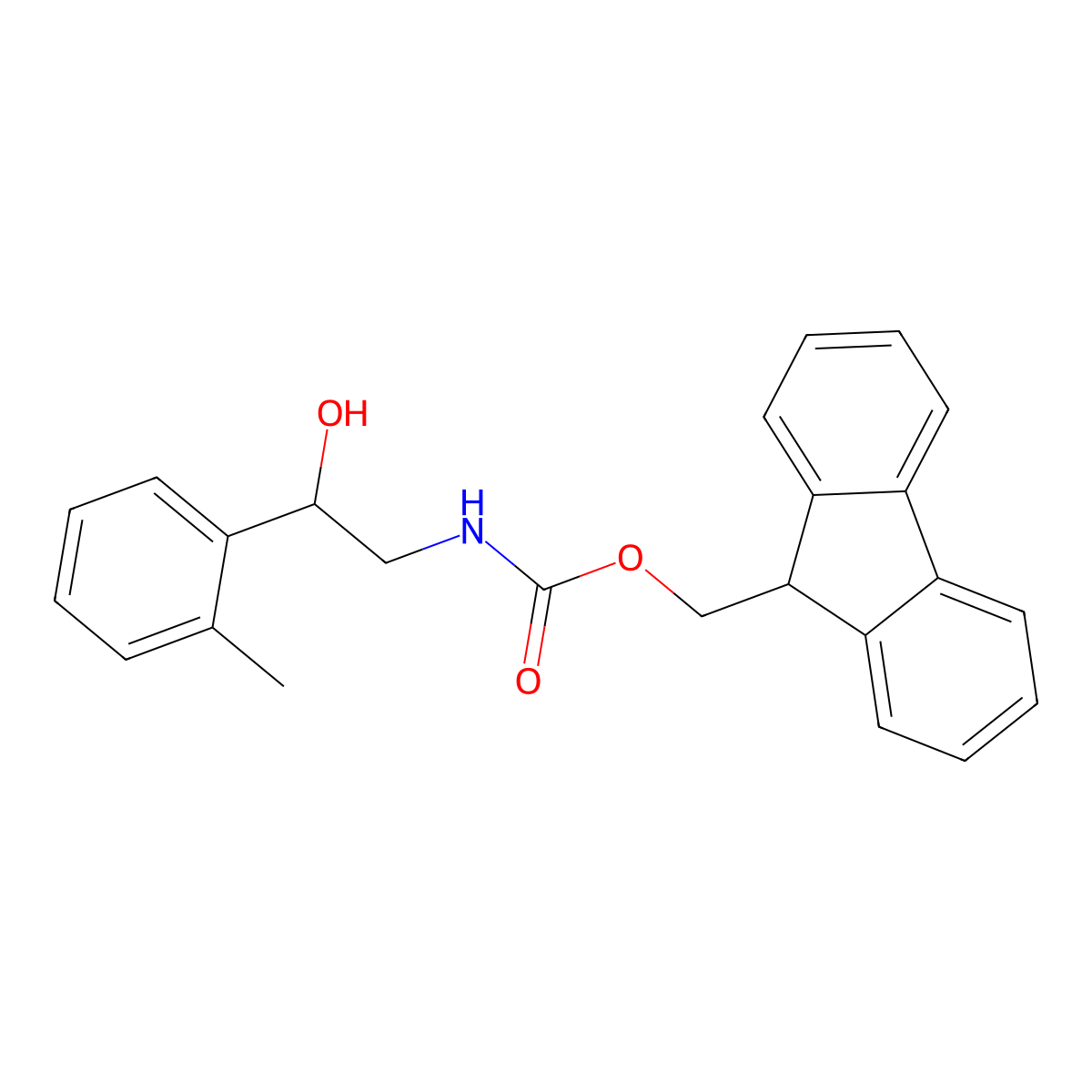 (9H-fluoren-9-yl)methyl N-[2-hydroxy-2-(2-methylphenyl)ethyl]carbamate molecular structure, CAS 1823291-24-2