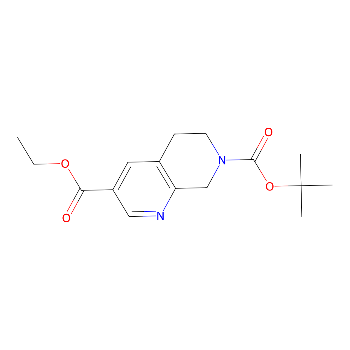 7-tert-Butyl 3-ethyl 5,6-dihydro-1,7-naphthyridine-3,7(8H)-dicarboxylate molecular structure, CAS 1823299-93-9