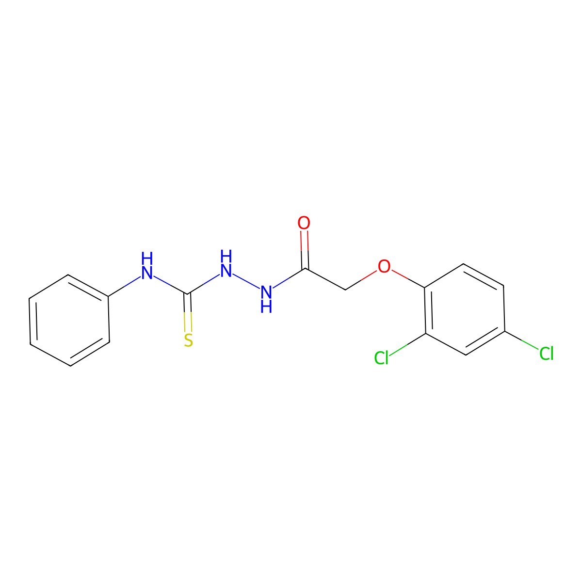 2-(2,4-dichlorophenoxy)-N-[(phenylcarbamothioyl)amino]acetamide molecular structure, CAS 18233-37-9