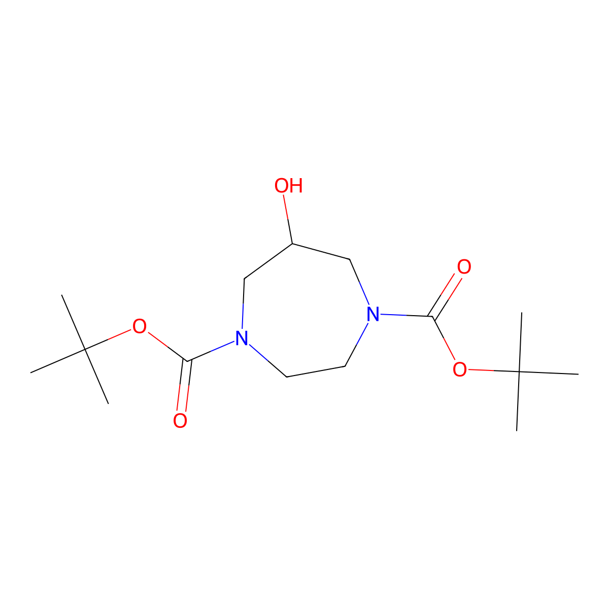 1,4-Di-tert-butyl 6-hydroxy-1,4-diazepane-1,4-dicarboxylate molecular structure, CAS 1823301-45-6