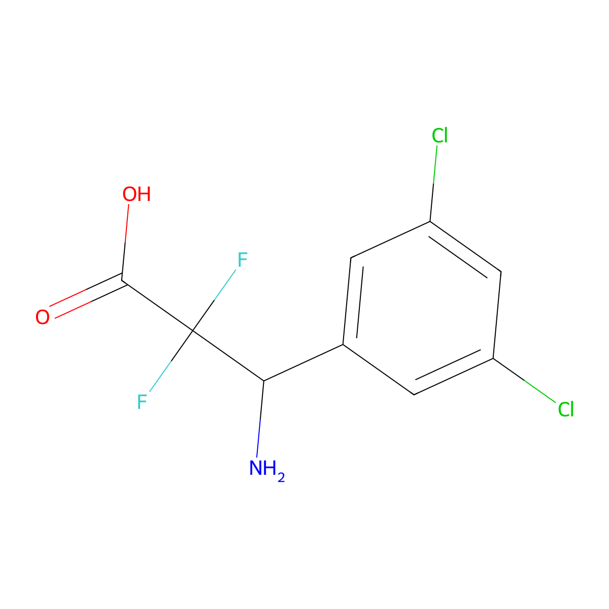 3-Amino-3-(3,5-dichlorophenyl)-2,2-difluoropropanoic acid molecular structure, CAS 1823302-30-2