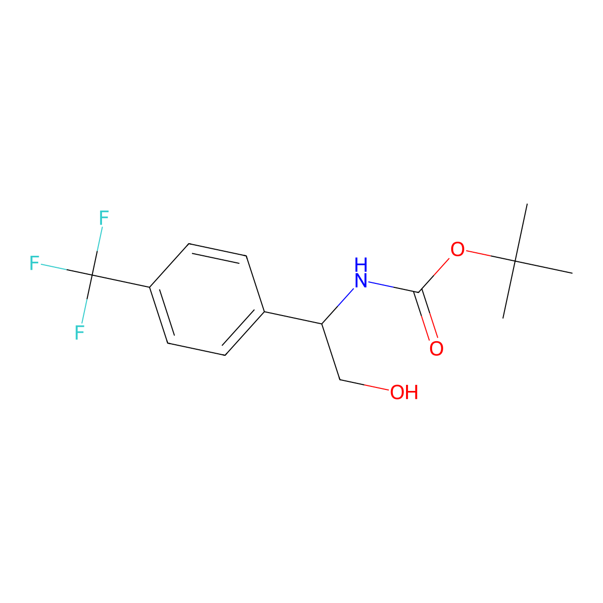 Tert-butyl 2-hydroxy-1-(4-(trifluoromethyl)phenyl)ethylcarbamate molecular structure, CAS 1823306-78-0