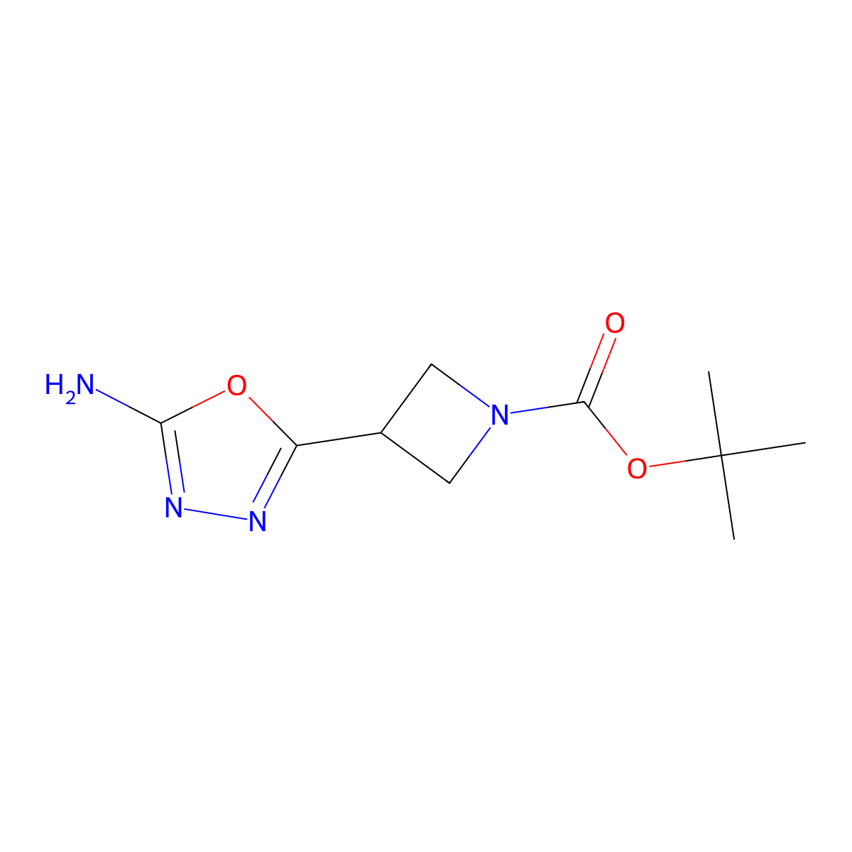 Tert-butyl 3-(5-amino-1,3,4-oxadiazol-2-yl)azetidine-1-carboxylate molecular structure, CAS 1823310-95-7
