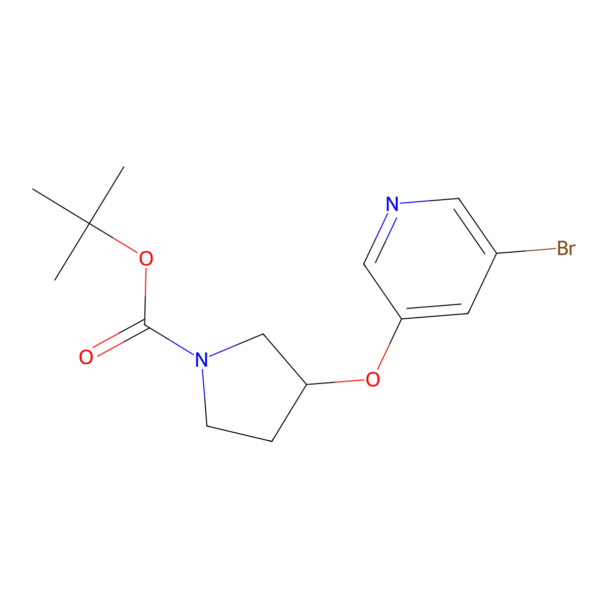 Tert-butyl 3-[(5-bromopyridin-3-YL)oxy]pyrrolidine-1-carboxylate molecular structure, CAS 1823312-50-0