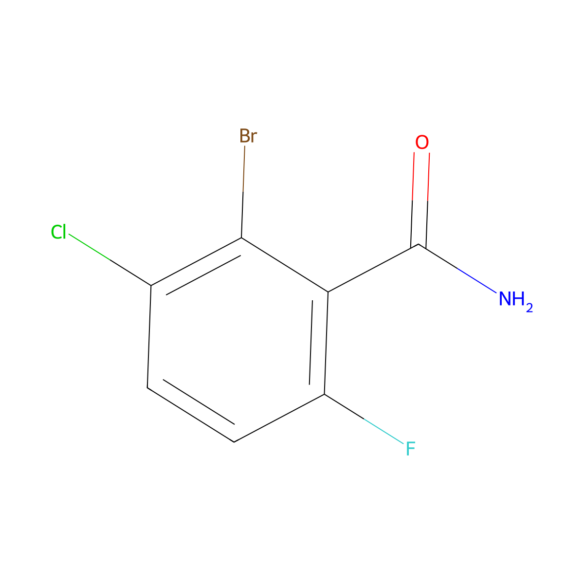 2-Bromo-3-chloro-6-fluorobenzamide molecular structure, CAS 1823312-99-7