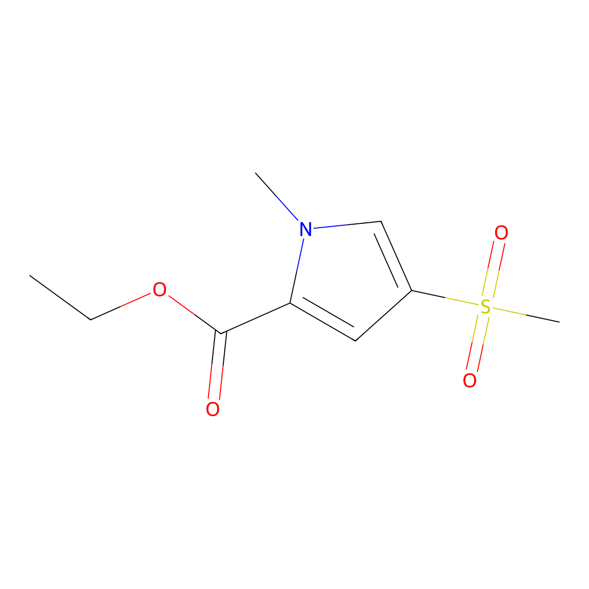 ethyl 4-methanesulfonyl-1-methyl-1H-pyrrole-2-carboxylate molecular structure, CAS 1823313-40-1