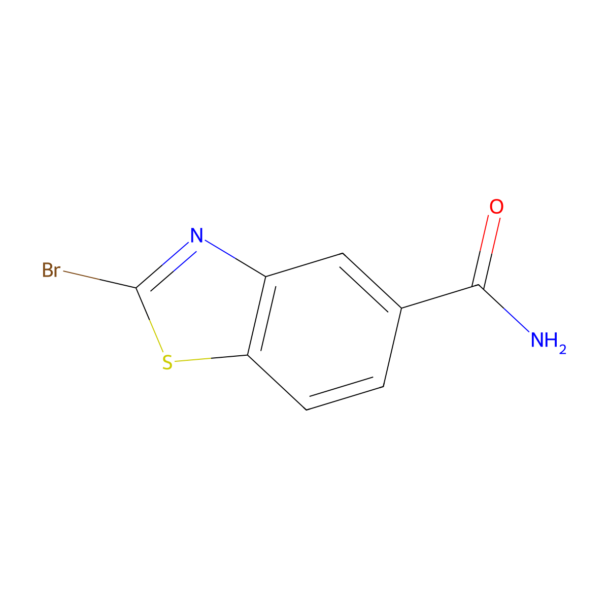 2-Bromo-1,3-benzothiazole-5-carboxamide molecular structure, CAS 1823314-91-5