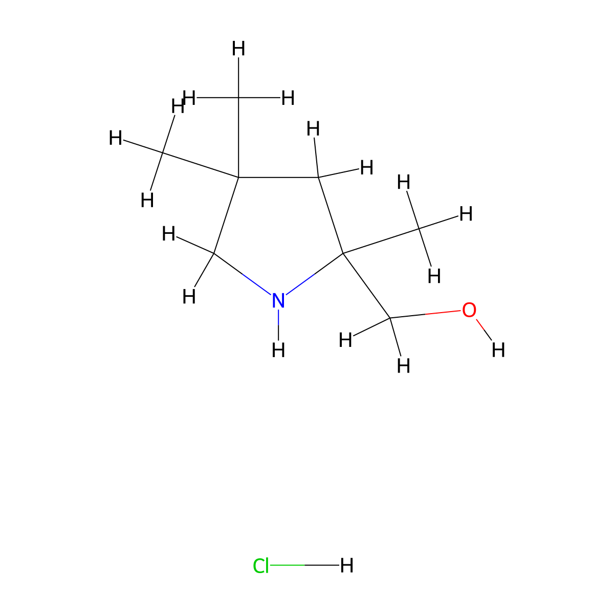 (2,4,4-Trimethylpyrrolidin-2-yl)methanol hydrochloride molecular structure, CAS 1823315-54-3
