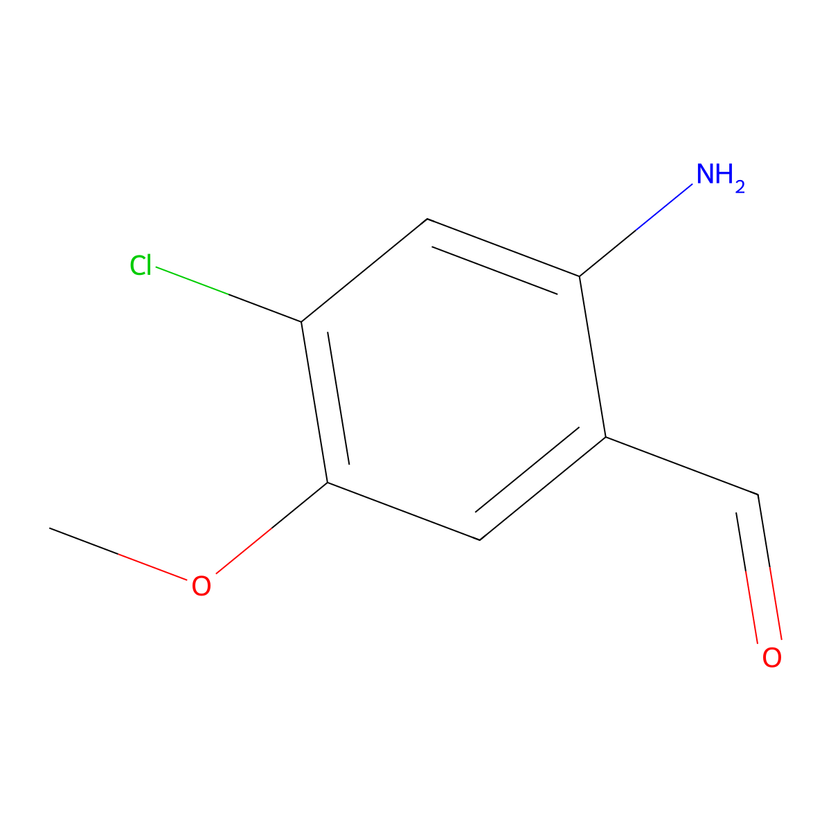 2-Amino-4-chloro-5-methoxybenzaldehyde molecular structure, CAS 1823316-24-0