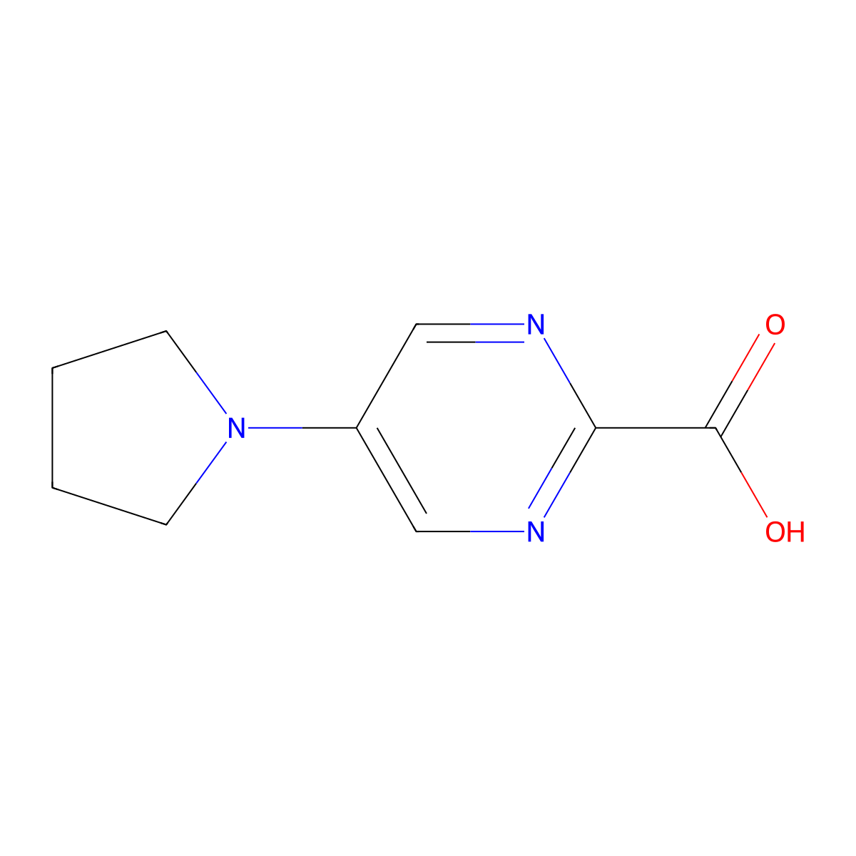 5-(Pyrrolidin-1-yl)pyrimidine-2-carboxylic acid molecular structure, CAS 1823317-25-4