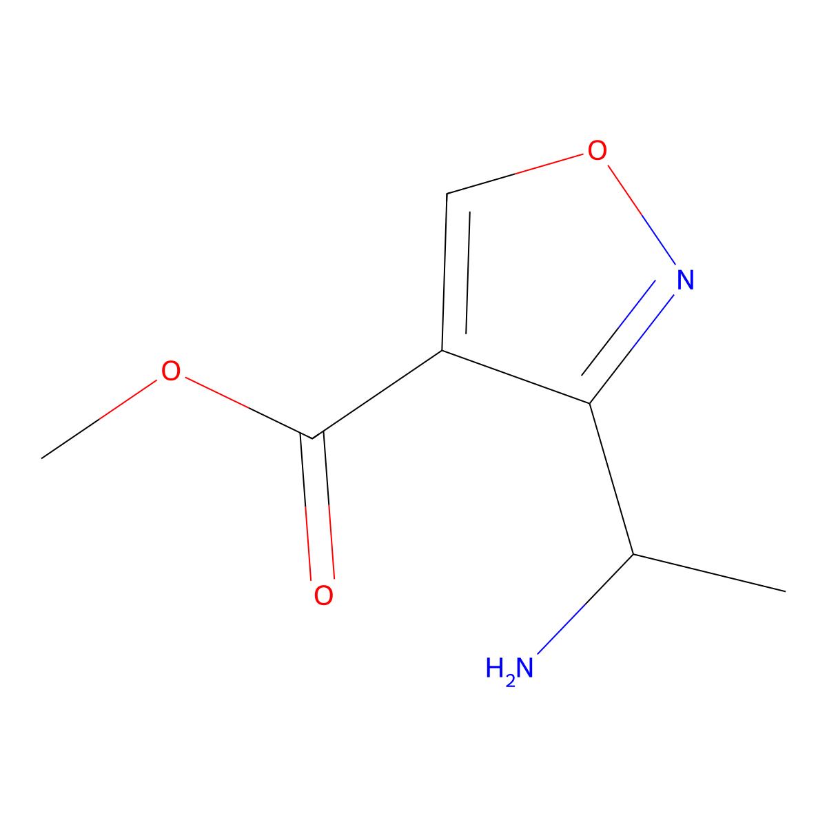 Methyl 3-(1-aminoethyl)-1,2-oxazole-4-carboxylate molecular structure, CAS 1823318-22-4