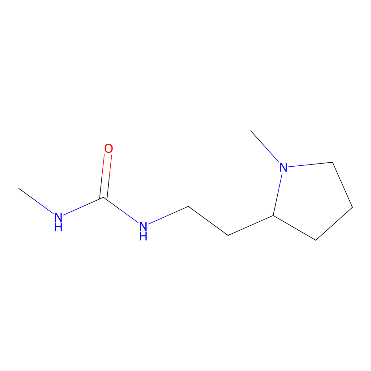 3-Methyl-1-[2-(1-methylpyrrolidin-2-yl)ethyl]urea molecular structure, CAS 1823318-72-4