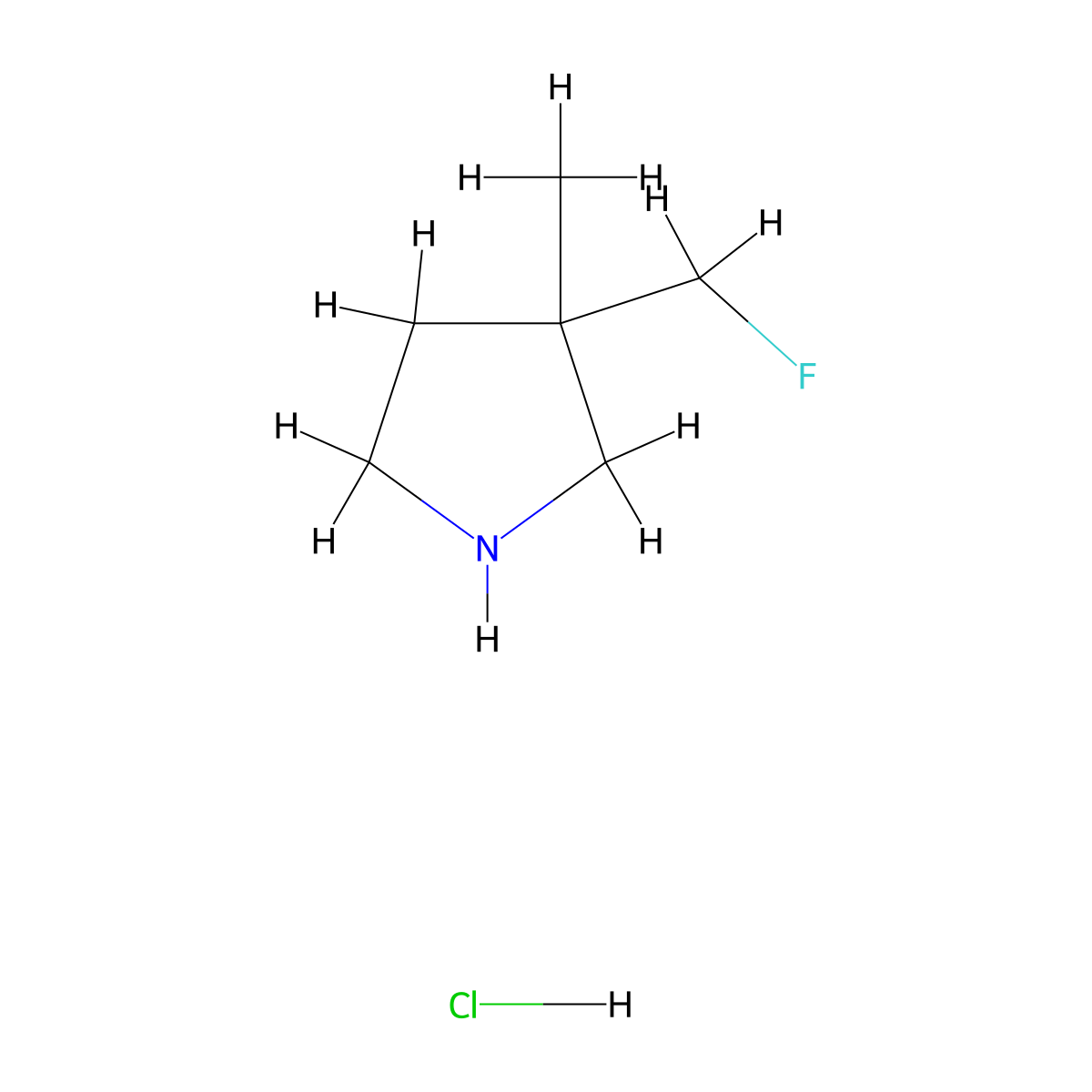 3-(Fluoromethyl)-3-methylpyrrolidine hydrochloride molecular structure, CAS 1823319-20-5