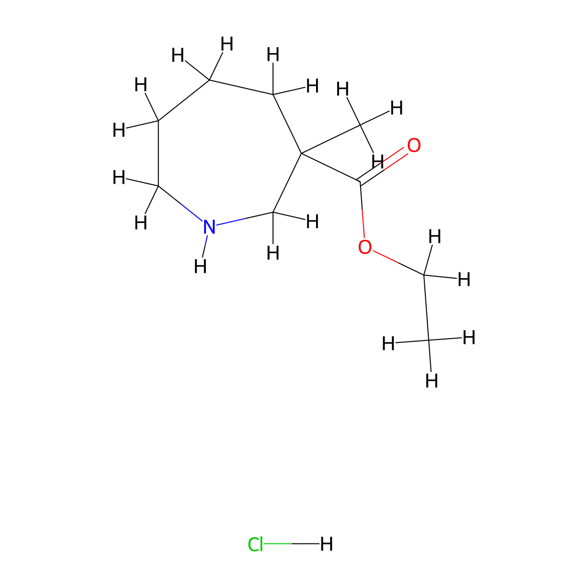 Ethyl 3-methylazepane-3-carboxylate hydrochloride molecular structure, CAS 1823319-52-3