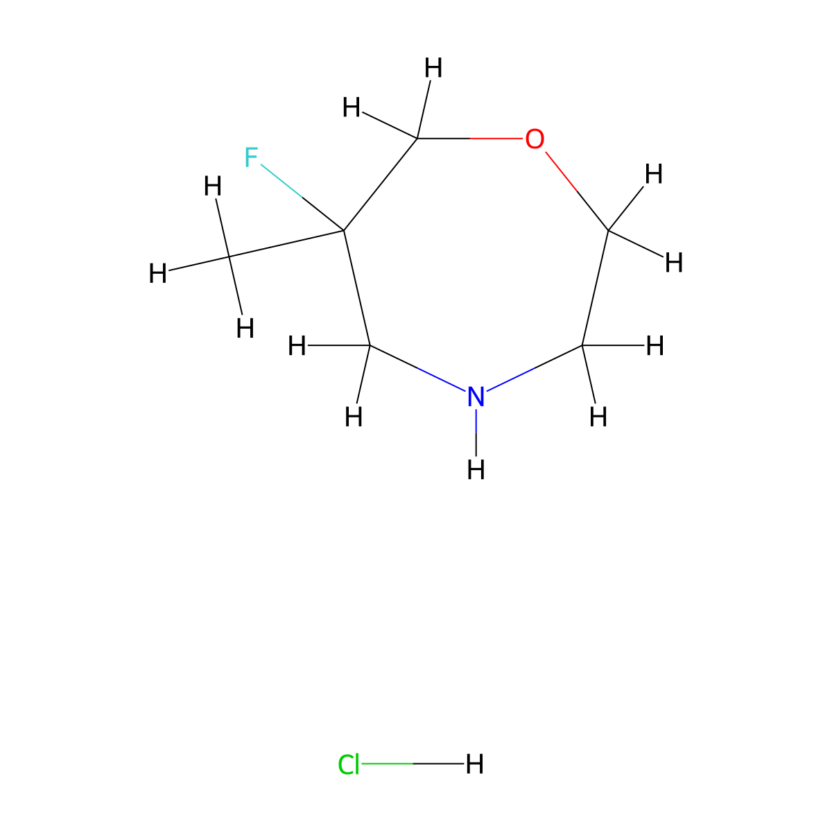 6-Fluoro-6-methyl-1,4-oxazepane hydrochloride molecular structure, CAS 1823319-59-0