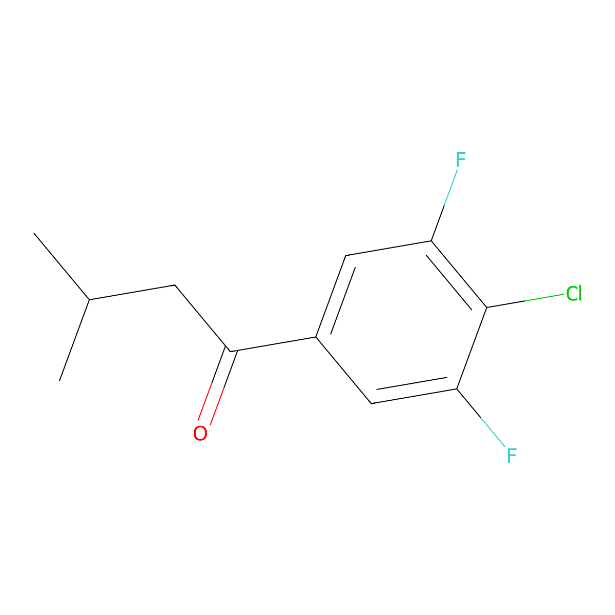 1-(4-Chloro-3,5-difluorophenyl)-3-methylbutan-1-one molecular structure, CAS 1823319-60-3