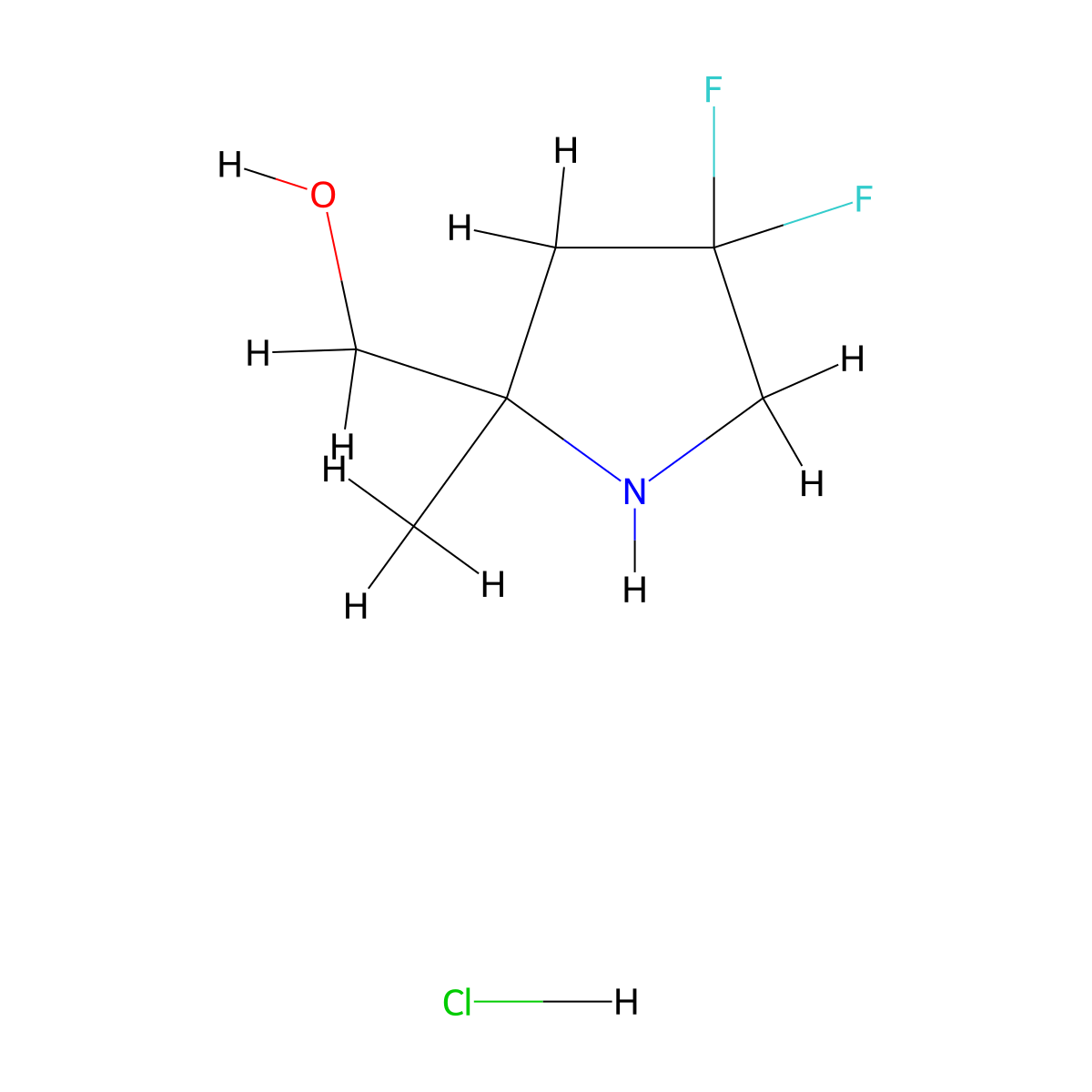 (4,4-Difluoro-2-methylpyrrolidin-2-yl)methanol hydrochloride molecular structure, CAS 1823319-70-5