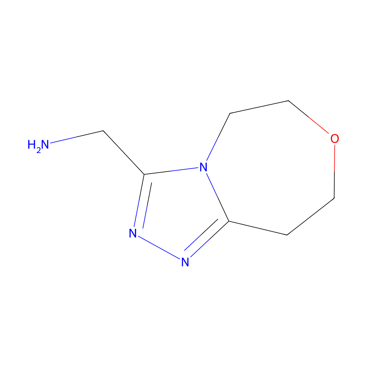 5H,6H,8H,9H-[1,2,4]triazolo[4,3-d][1,4]oxazepin-3-ylmethanamine molecular structure, CAS 1823319-91-0