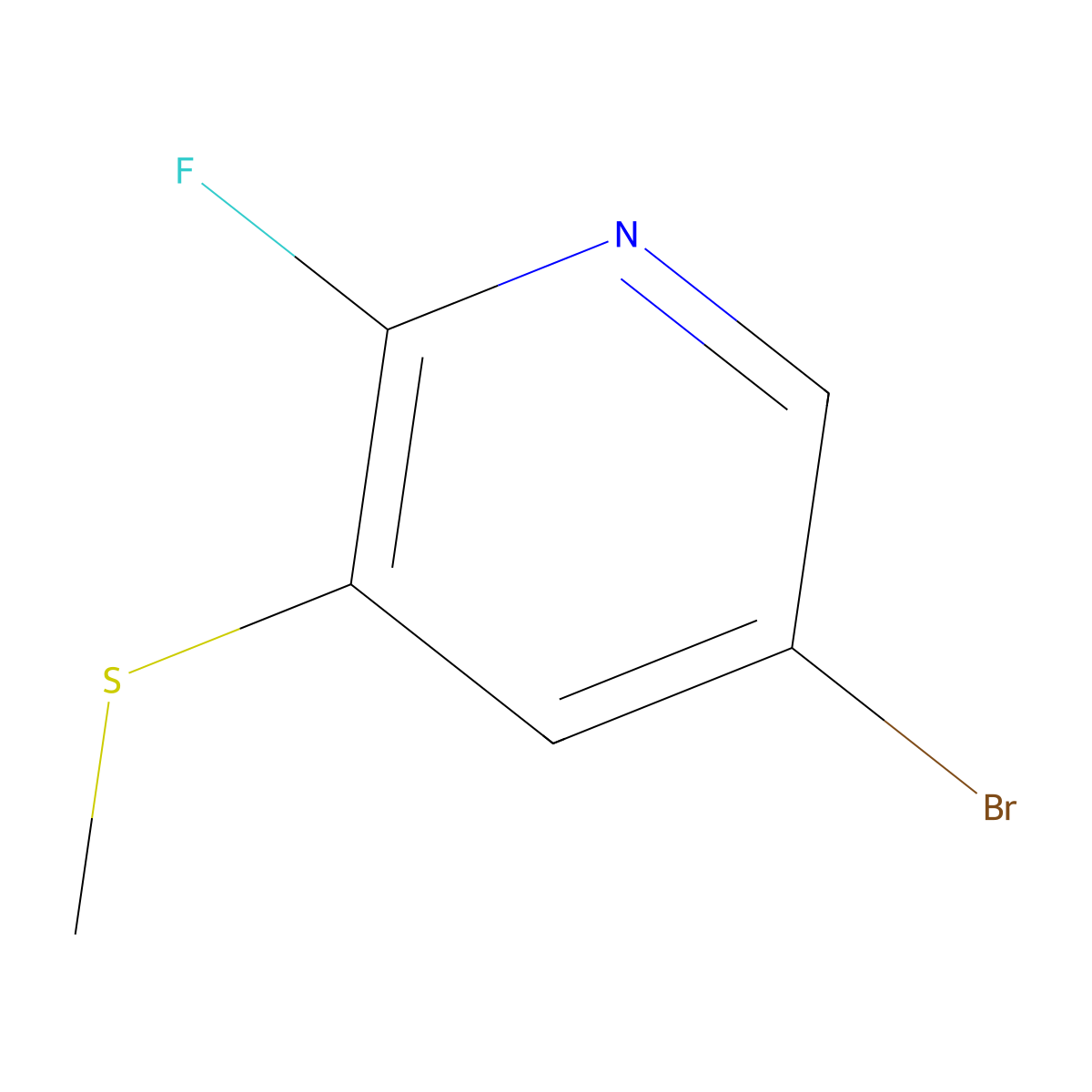 5-Bromo-2-fluoro-3-(methylthio)pyridine molecular structure, CAS 1823321-28-3