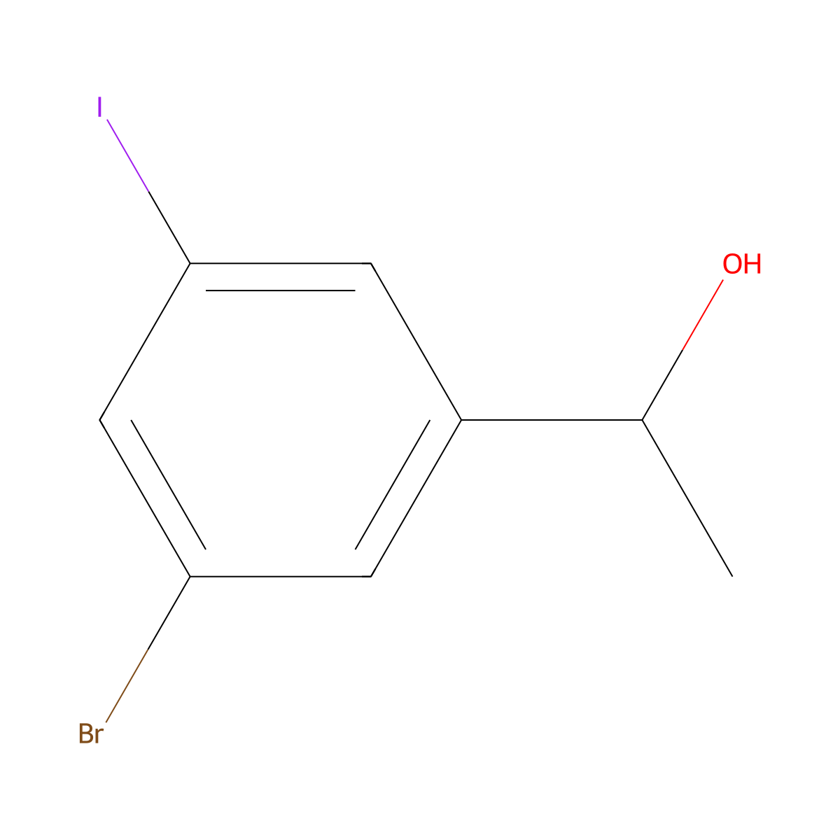 1-(3-Bromo-5-iodophenyl)ethanol molecular structure, CAS 1823322-34-4